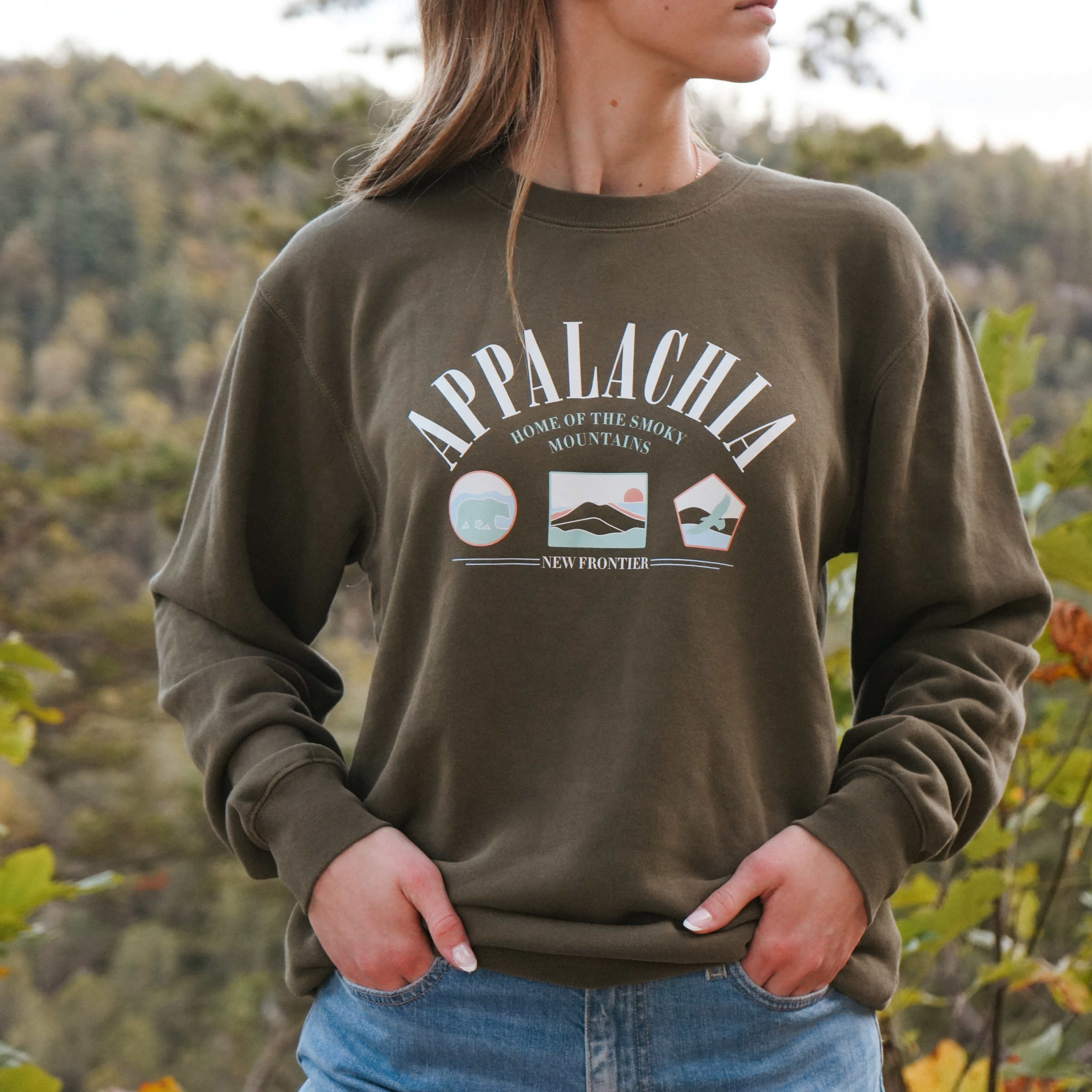 90's Appalachia Crewneck (Deep Olive)