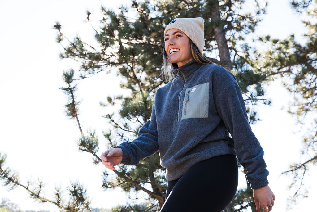 Women's Cropped Fleece - 1/4 Zip (Shadow)