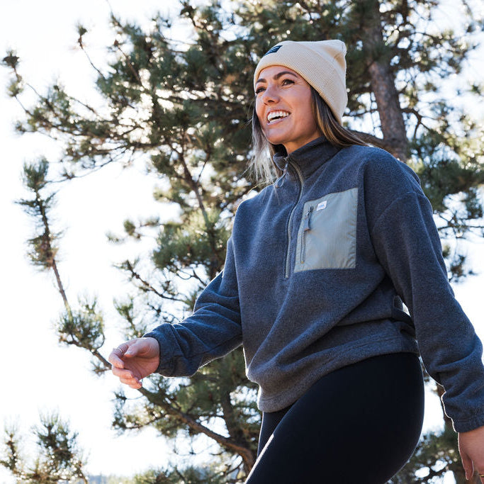 Women's Cropped Fleece - 1/4 Zip (Shadow)