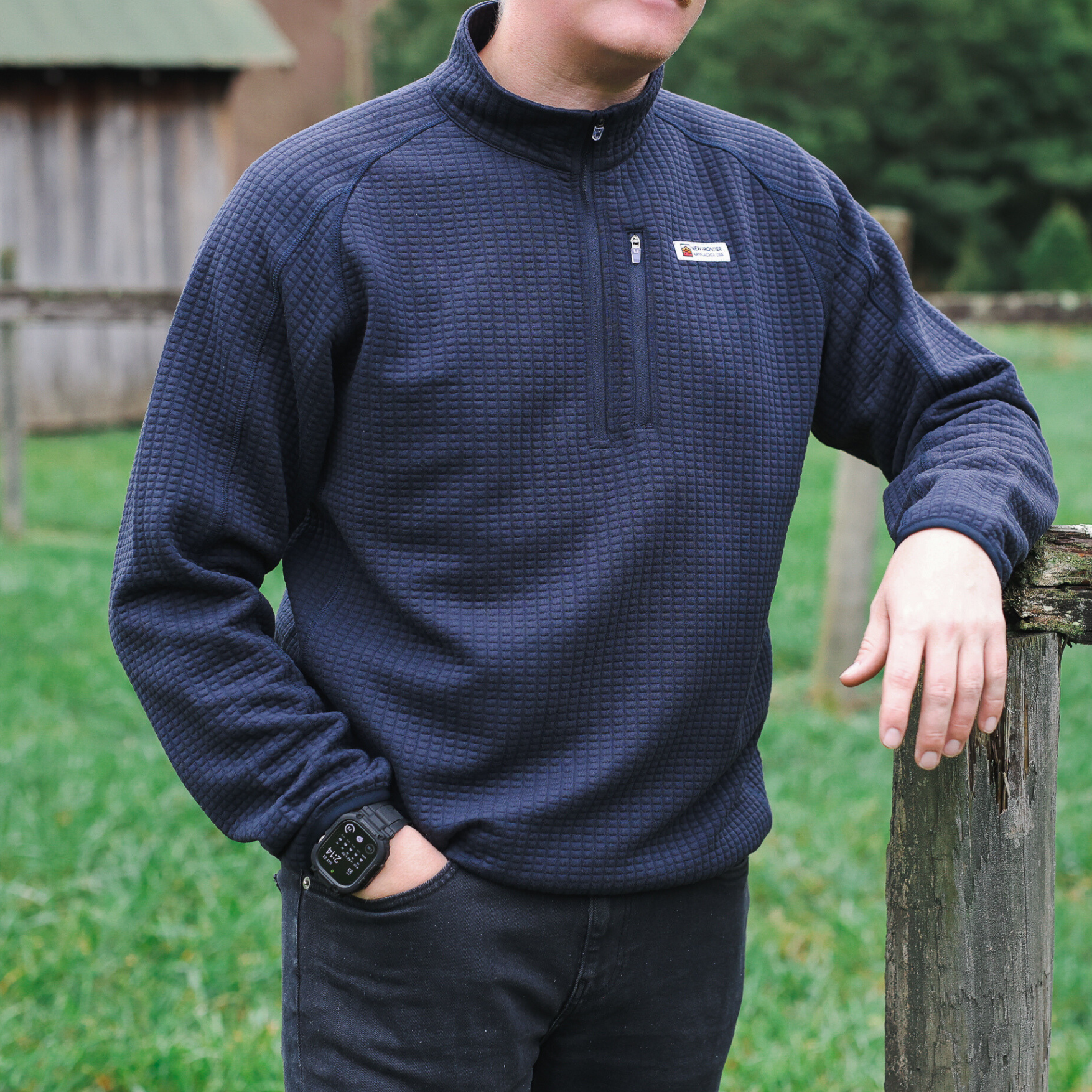 Men's Waffle 1/4 Zip Pullover Navy - Premium Outdoor Layering Men's Waffle 1/4 Zip Pullover Navy - Premium Outdoor Layering