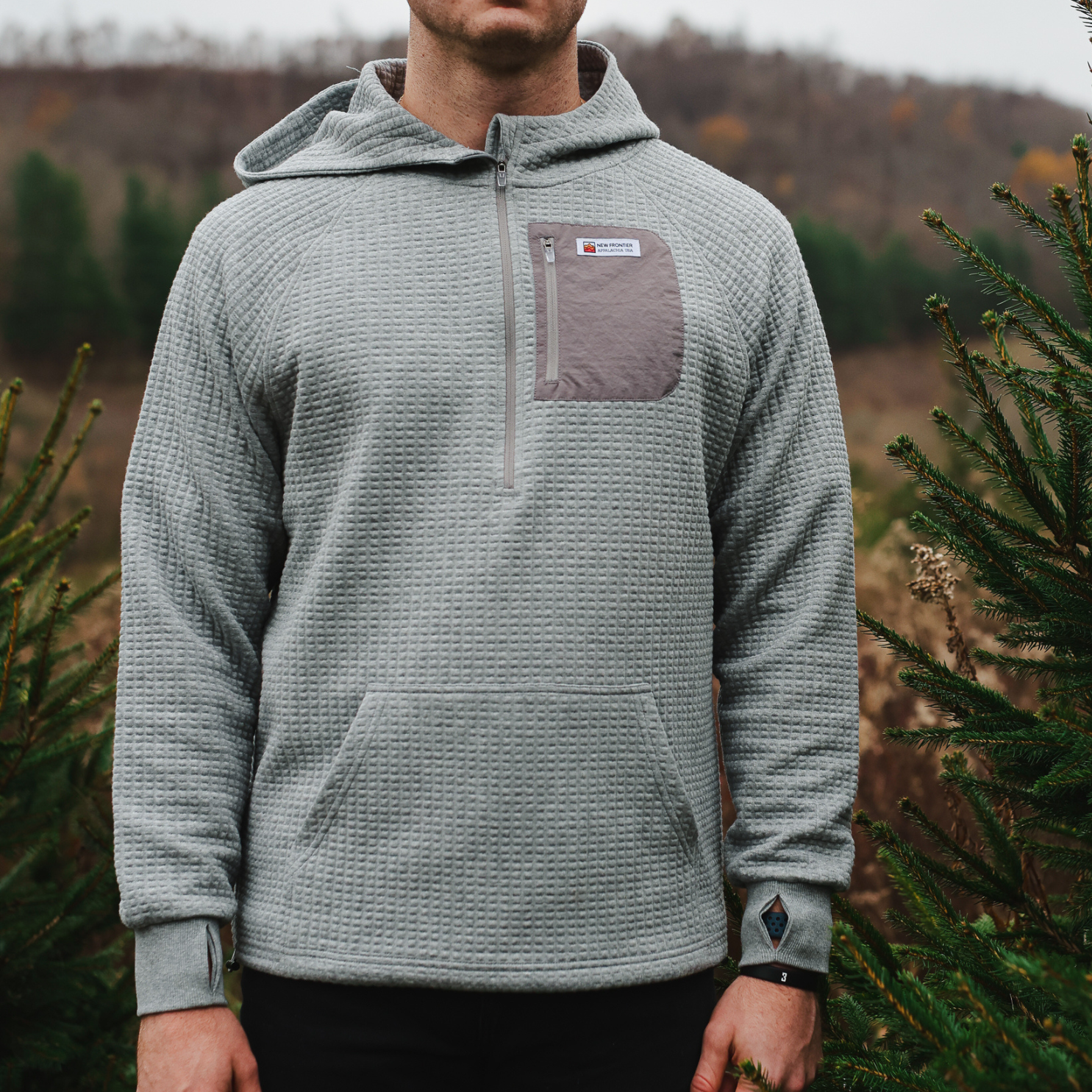 Men's Waffle Tech Hoodie Ash Grey - Premium Outdoor Hoodie – New Men's Waffle Tech Hoodie Ash Grey - Premium Outdoor Hoodie – New