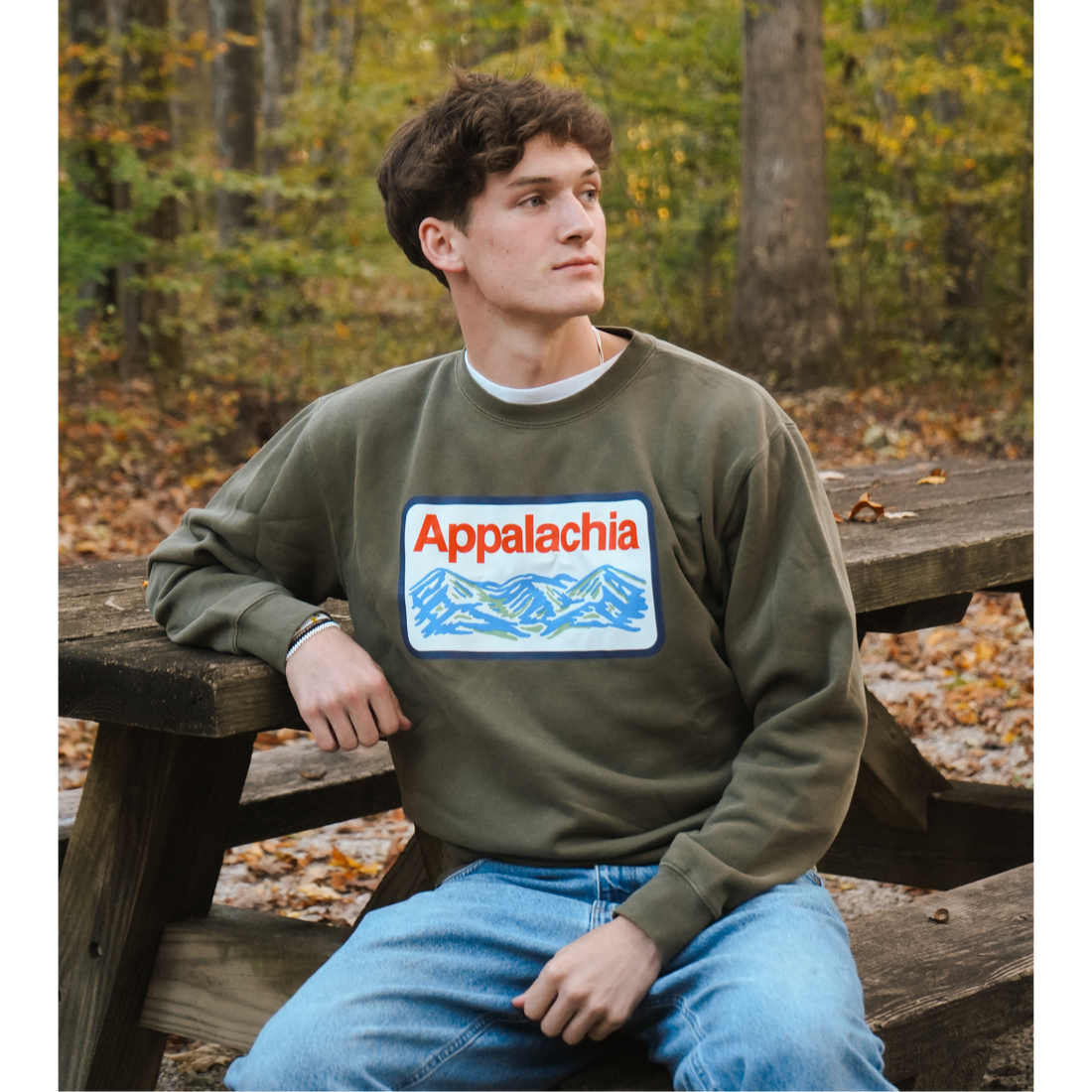 Appalachia Patch Crewneck (Deep Olive)