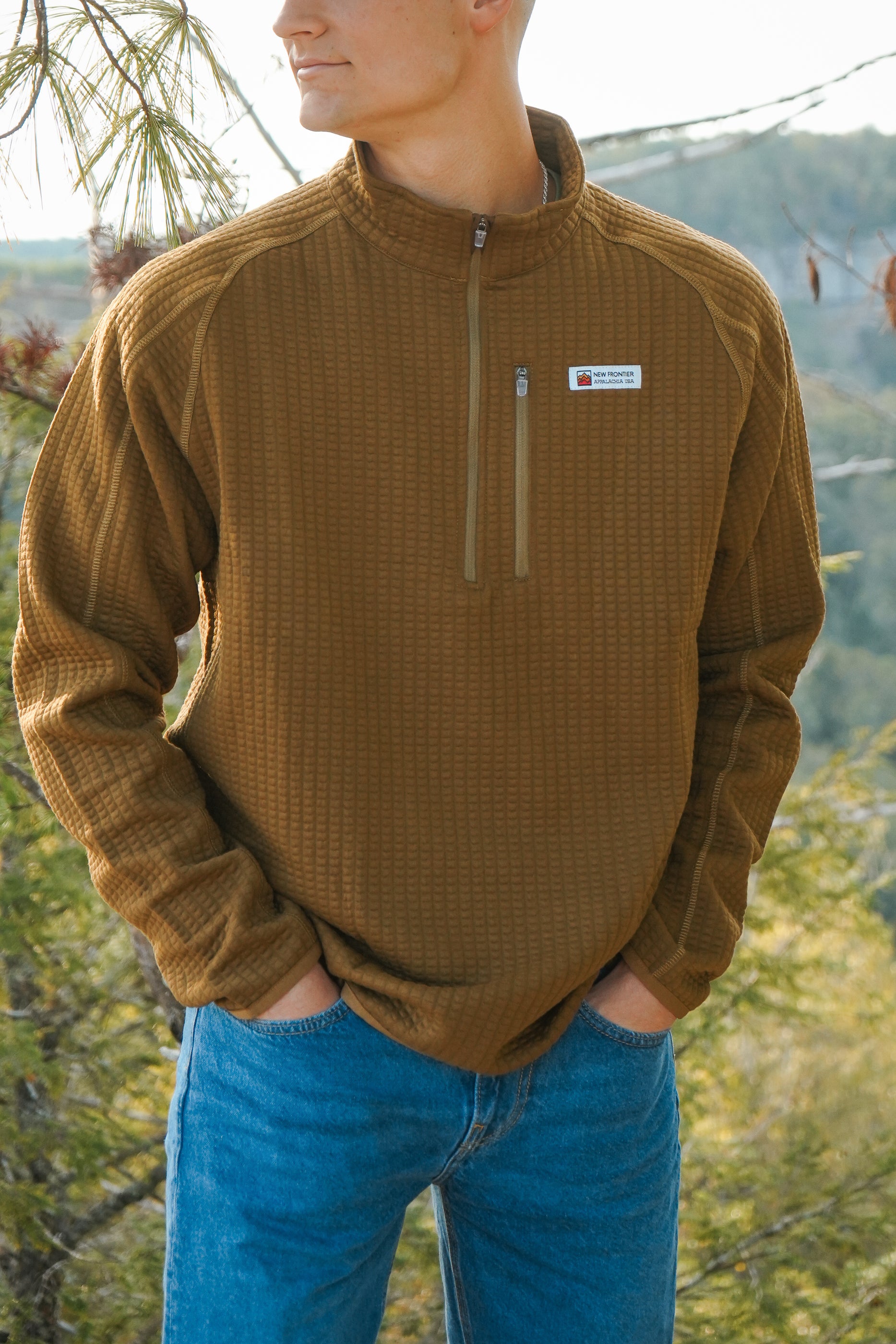 Men's Waffle 1/4 Zip Pullover (Yellowstone)
