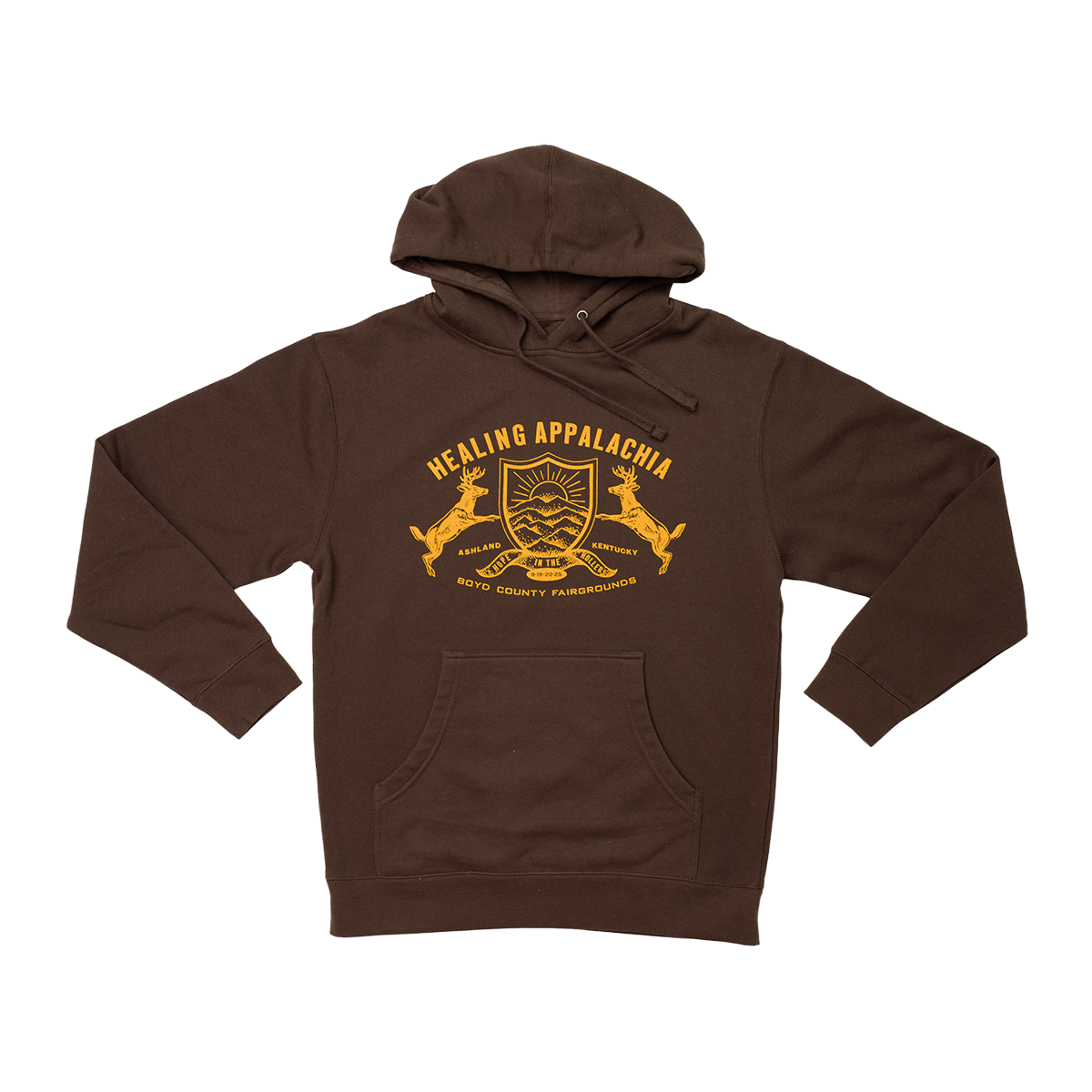 Healing Appalachia Shield Hoodie (Brown)