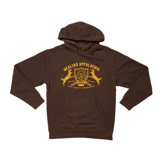 Healing Appalachia Shield Hoodie (Brown)