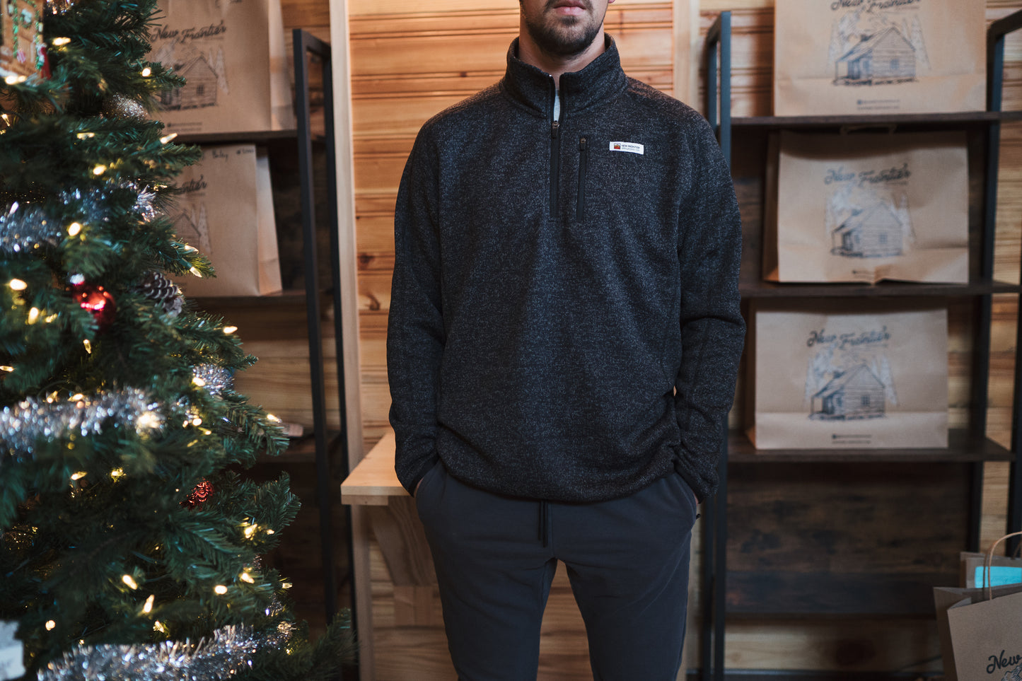 Men's Premium Pullover - 1/4 Zip (Pepper)
