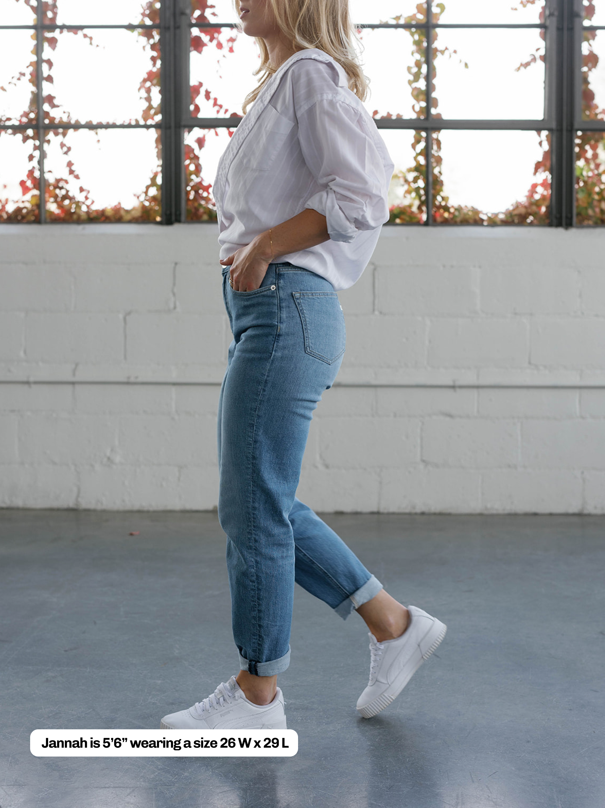 Women's Stretch Tapered Recycled Jean - Washed Stone Blue