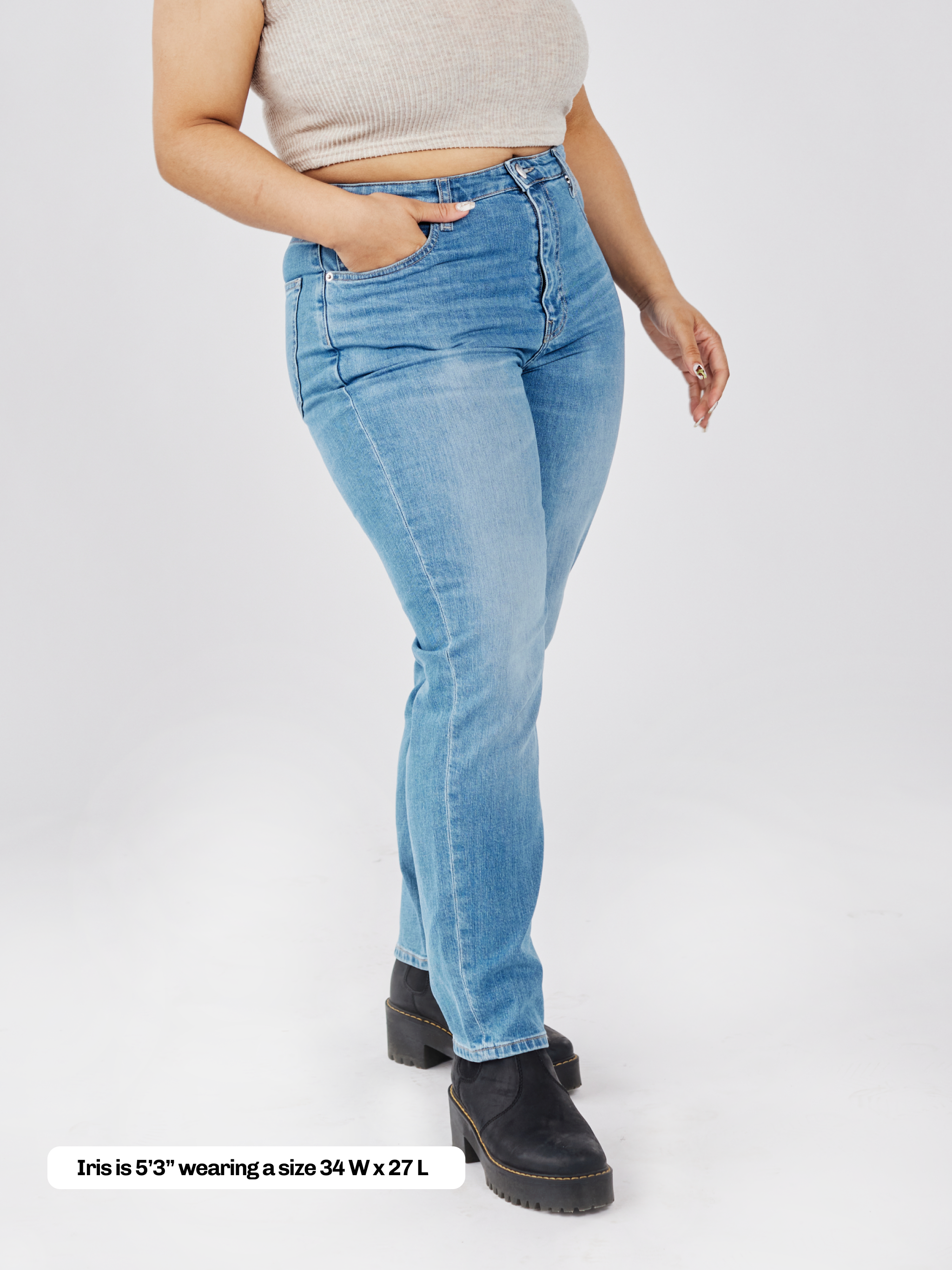 Women's Stretch Tapered Recycled Jean - Washed Stone Blue